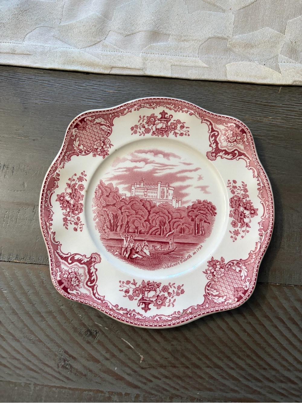 Johnson Brothers Pink Transferware Scenic Plate-vintage